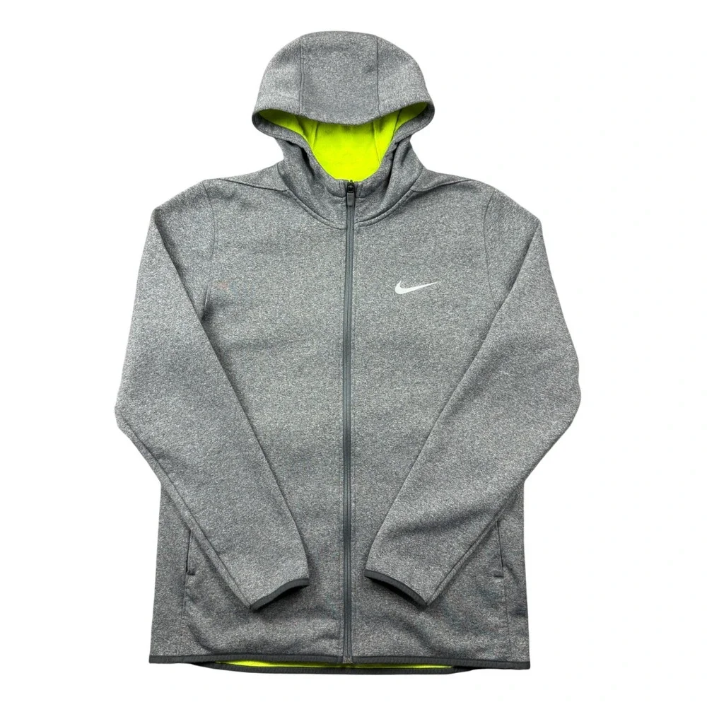 Nike Golf Therma-FIT Full Zip Hoodie Mens Medium Grey Neon Yellow Jacket